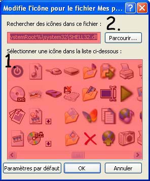 Choix d'icne